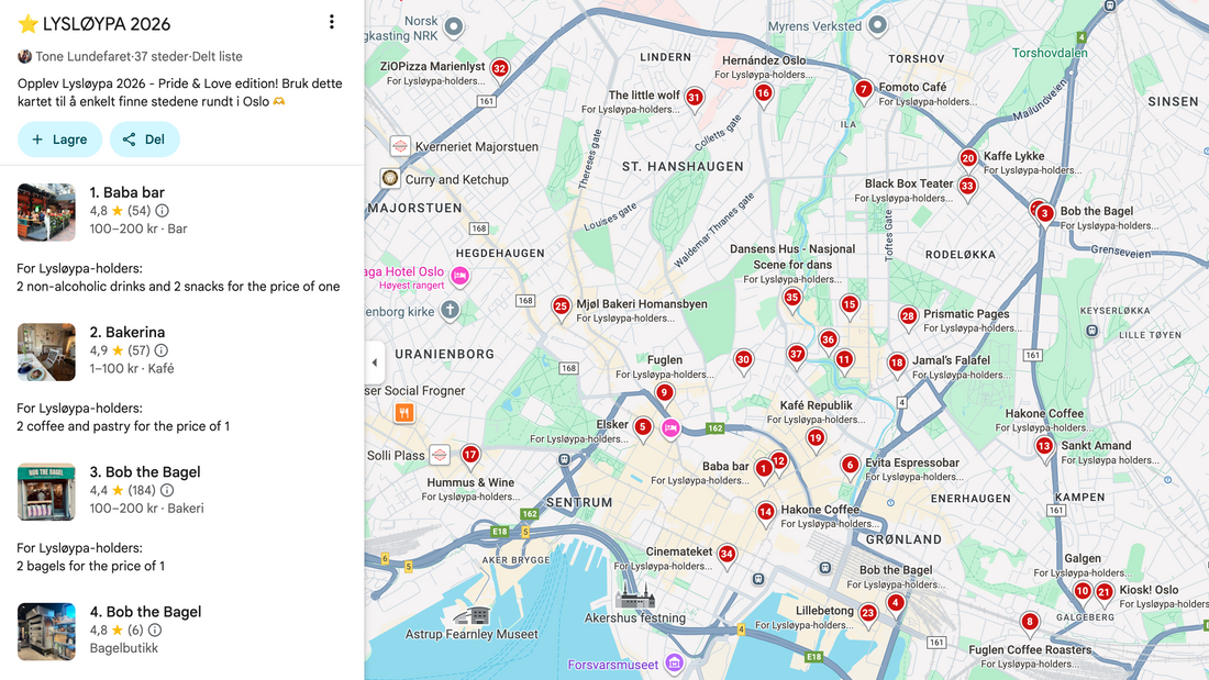 Alle stedene i Google Maps!
